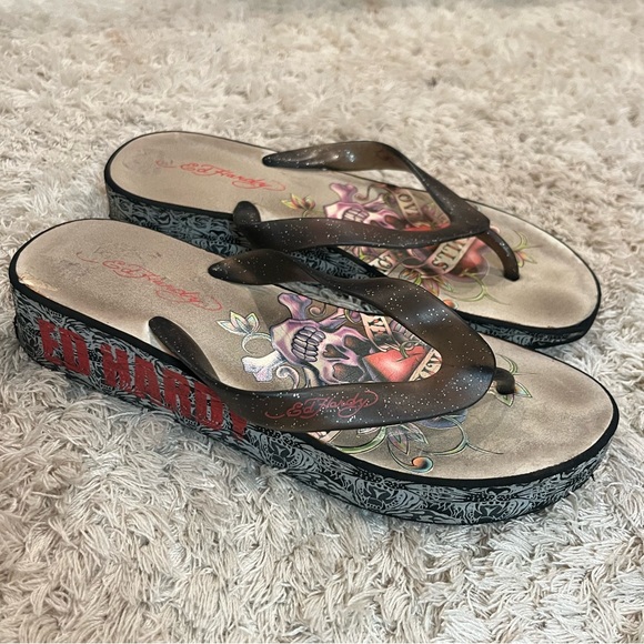 Ed Hardy Shoes - 2000s edhardy flipflops